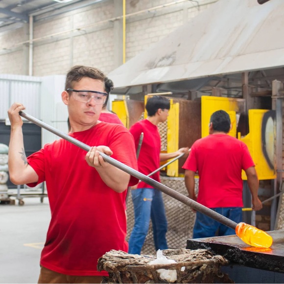 🆕 Handblown Recycled Glass Pitcher & 2 Glasses in White Stripe - Picture 8 of 9